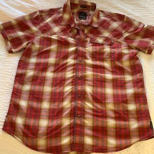PRANA, short sleeve button down with single breast pocket, men’s XL, slim fit